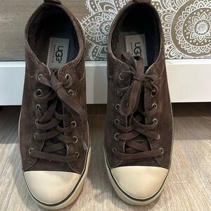 UGG Evera 1888 Brown Classic Suede Leather Sherpa Fur Lined Sneakers Size 8